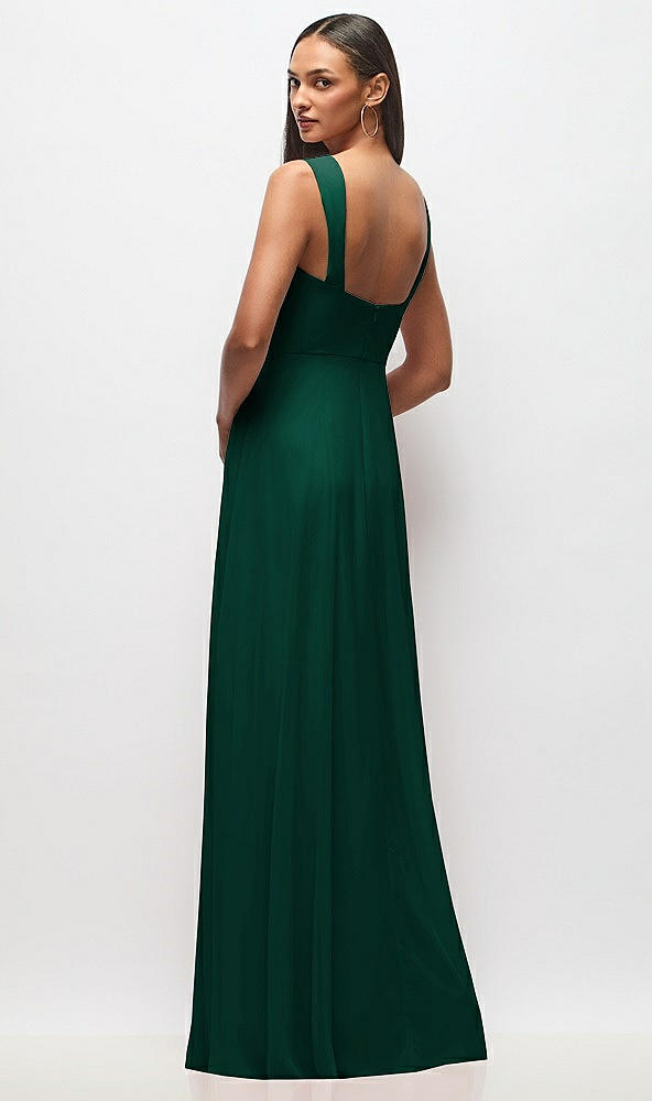 Back View - Hunter Green Contoured Wide Strap Sweetheart Maxi Dress