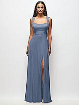 Front View Thumbnail - Larkspur Blue Contoured Wide Strap Sweetheart Maxi Dress