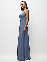 Side View Thumbnail - Larkspur Blue Contoured Wide Strap Sweetheart Maxi Dress