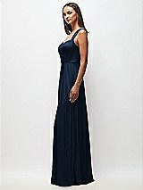 Side View Thumbnail - Midnight Navy Contoured Wide Strap Sweetheart Maxi Dress