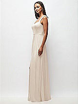 Side View Thumbnail - Oat Contoured Wide Strap Sweetheart Maxi Dress