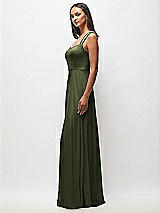 Side View Thumbnail - Olive Green Contoured Wide Strap Sweetheart Maxi Dress