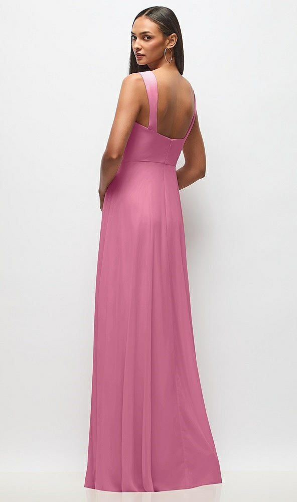 Back View - Orchid Pink Contoured Wide Strap Sweetheart Maxi Dress