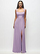 Front View Thumbnail - Pale Purple Contoured Wide Strap Sweetheart Maxi Dress