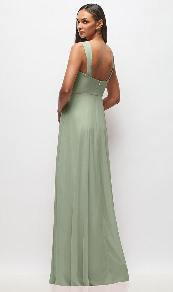 Back View - Sage Contoured Wide Strap Sweetheart Maxi Dress