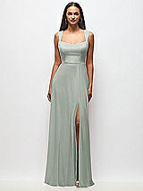 Front View Thumbnail - Willow Green Contoured Wide Strap Sweetheart Maxi Dress