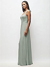 Side View Thumbnail - Willow Green Contoured Wide Strap Sweetheart Maxi Dress