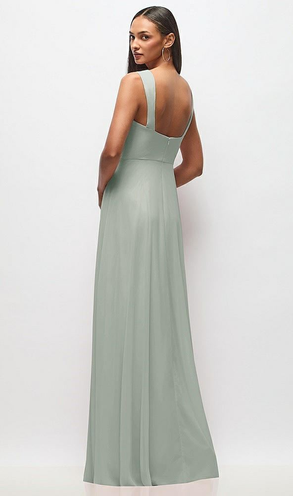 Back View - Willow Green Contoured Wide Strap Sweetheart Maxi Dress
