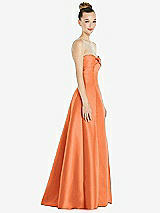 Side View Thumbnail - Portofino Orange Bow Cuff Strapless Satin Ball Gown with Pockets