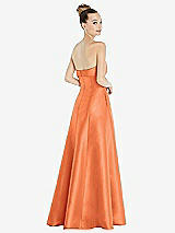 Rear View Thumbnail - Portofino Orange Bow Cuff Strapless Satin Ball Gown with Pockets