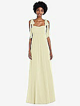Front View Thumbnail - Butter Yellow Convertible Tie-Shoulder Empire Waist Maxi Dress