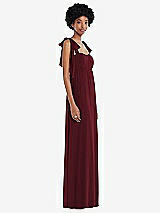 Side View Thumbnail - Cabernet Convertible Tie-Shoulder Empire Waist Maxi Dress
