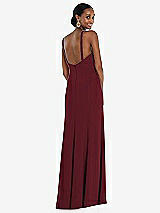 Rear View Thumbnail - Cabernet Criss Cross Halter Princess Line Trumpet Gown