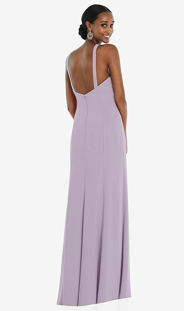 Back View - Lilac Haze Criss Cross Halter Princess Line Trumpet Gown