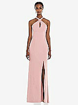 Front View Thumbnail - Rose Criss Cross Halter Princess Line Trumpet Gown