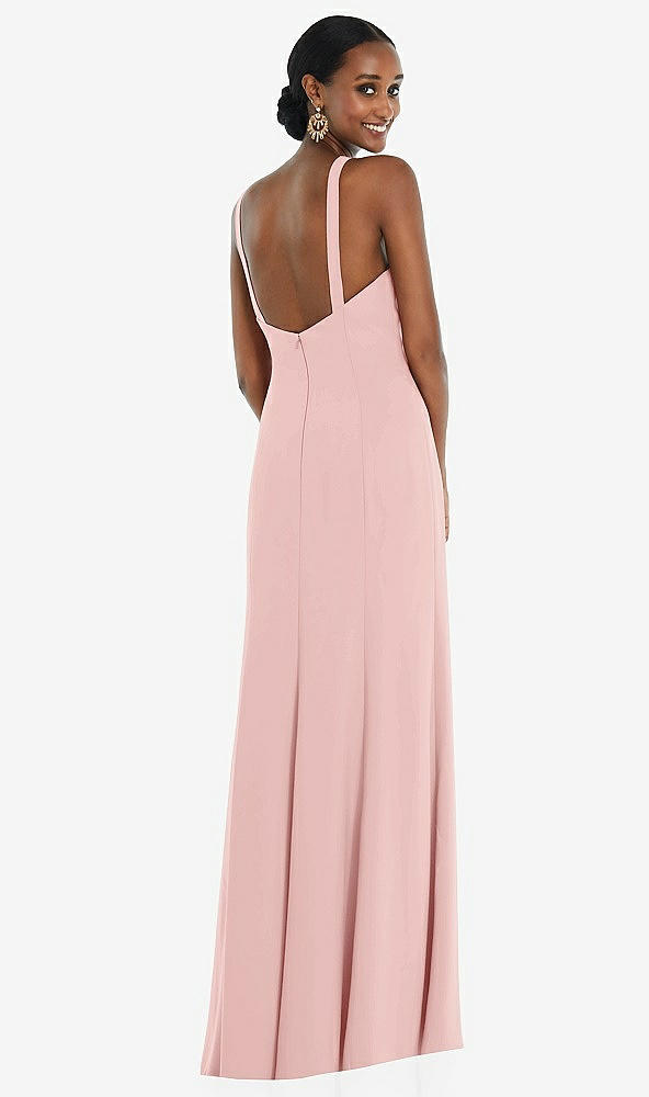 Back View - Rose Criss Cross Halter Princess Line Trumpet Gown