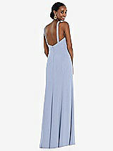 Rear View Thumbnail - Sky Blue Criss Cross Halter Princess Line Trumpet Gown