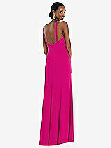 Rear View Thumbnail - Think Pink Criss Cross Halter Princess Line Trumpet Gown