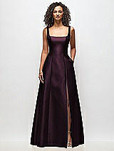 Front View Thumbnail - Deep Plum Sleeveless Square-Neck Princess Line Gown with Pockets