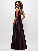 Rear View Thumbnail - Deep Plum Sleeveless Square-Neck Princess Line Gown with Pockets