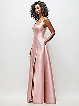 Side View Thumbnail - Ballet Pink Sleeveless Square-Neck Princess Line Gown with Pockets