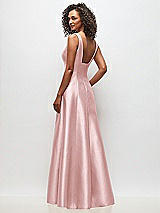 Rear View Thumbnail - Ballet Pink Sleeveless Square-Neck Princess Line Gown with Pockets