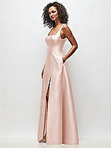 Side View Thumbnail - Blush Sleeveless Square-Neck Princess Line Gown with Pockets