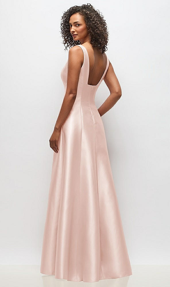 Back View - Blush Sleeveless Square-Neck Princess Line Gown with Pockets