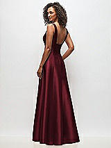 Rear View Thumbnail - Cabernet Sleeveless Square-Neck Princess Line Gown with Pockets