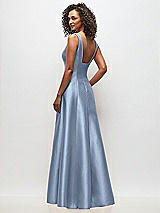 Rear View Thumbnail - Cloudy Sleeveless Square-Neck Princess Line Gown with Pockets