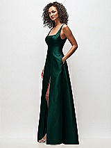Side View Thumbnail - Evergreen Sleeveless Square-Neck Princess Line Gown with Pockets