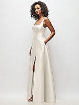 Side View Thumbnail - Ivory Sleeveless Square-Neck Princess Line Gown with Pockets