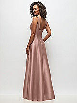Rear View Thumbnail - Neu Nude Sleeveless Square-Neck Princess Line Gown with Pockets