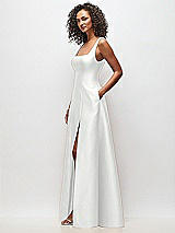 Side View Thumbnail - White Sleeveless Square-Neck Princess Line Gown with Pockets