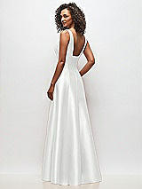Rear View Thumbnail - White Sleeveless Square-Neck Princess Line Gown with Pockets
