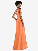 Alt View 3 Thumbnail - Portofino Orange One-Shoulder Satin Gown with Draped Front Slit and Pockets