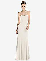 Front View Thumbnail - Ivory Strapless Princess Line Crepe Mermaid Gown