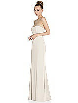 Side View Thumbnail - Ivory Strapless Princess Line Crepe Mermaid Gown