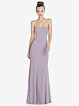 Front View Thumbnail - Lilac Haze Strapless Princess Line Crepe Mermaid Gown