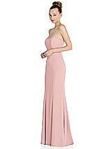 Side View Thumbnail - Rose Strapless Princess Line Crepe Mermaid Gown