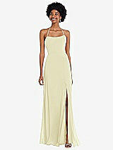 Alt View 1 Thumbnail - Butter Yellow Scoop Neck Convertible Tie-Strap Maxi Dress with Front Slit
