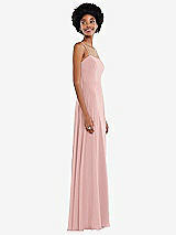 Side View Thumbnail - Rose Scoop Neck Convertible Tie-Strap Maxi Dress with Front Slit