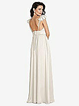 Rear View Thumbnail - Ivory Deep V-Neck Ruffle Cap Sleeve Maxi Dress with Convertible Straps