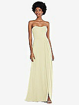 Front View Thumbnail - Butter Yellow Strapless Sweetheart Maxi Dress with Pleated Front Slit 
