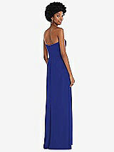 Rear View Thumbnail - Cobalt Blue Strapless Sweetheart Maxi Dress with Pleated Front Slit