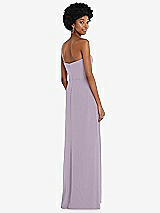 Rear View Thumbnail - Lilac Haze Strapless Sweetheart Maxi Dress with Pleated Front Slit