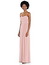 Side View Thumbnail - Rose Strapless Sweetheart Maxi Dress with Pleated Front Slit 