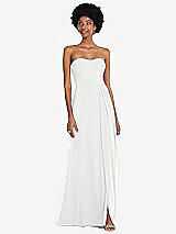 Front View Thumbnail - White Strapless Sweetheart Maxi Dress with Pleated Front Slit