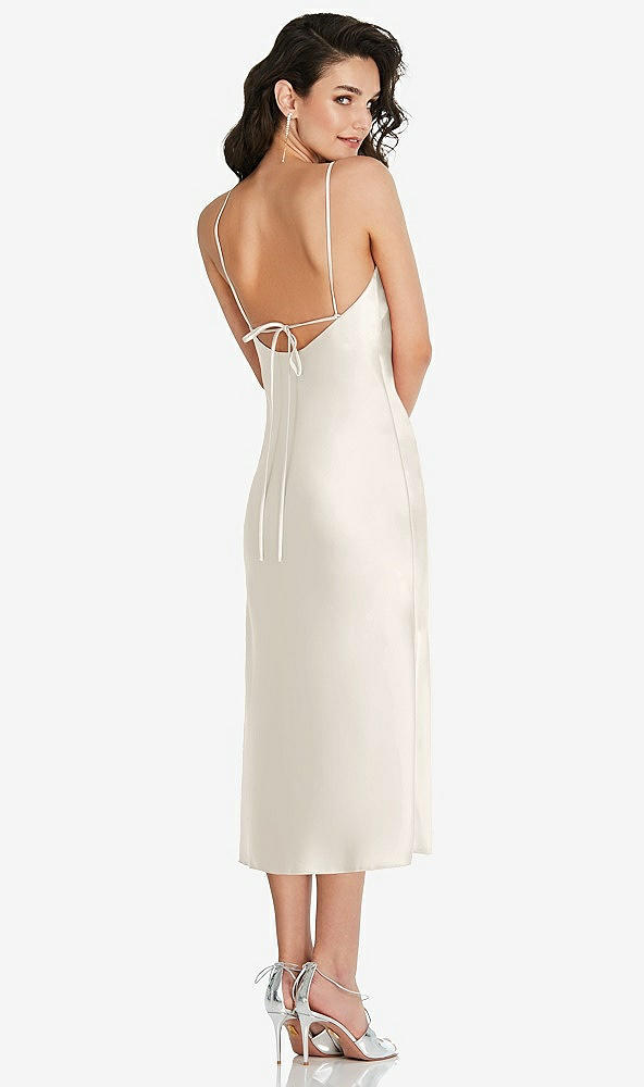 Back View - Ivory Open-Back Convertible Strap Midi Bias Slip Dress