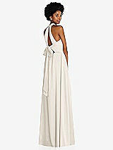 Rear View Thumbnail - Ivory Stand Collar Cutout Tie Back Maxi Dress with Front Slit